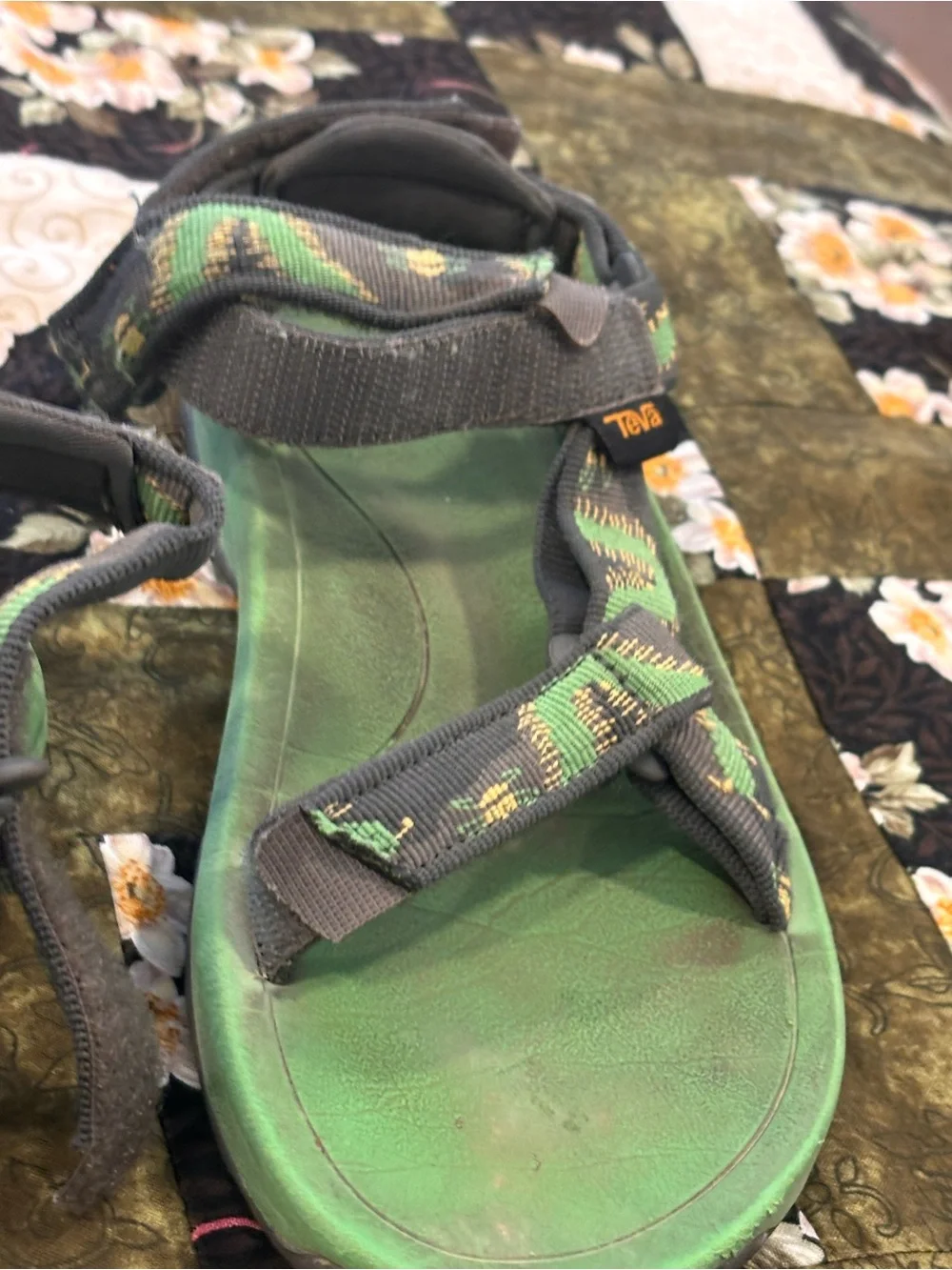 Teva Kids Green and Gray Patterned Sport Sandals